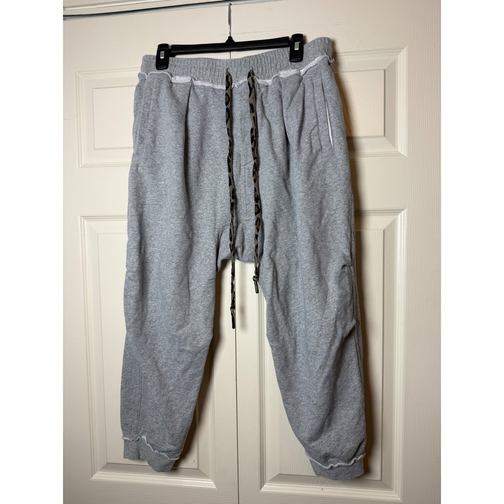 R13 Heather Gray Harem Sweatpants Leopard Drawstring Joggers M